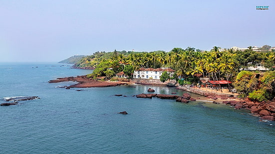 Resort Beach Goa India, árboles, resort, playa, naturaleza y paisajes, Fondo de pantalla HD HD wallpaper