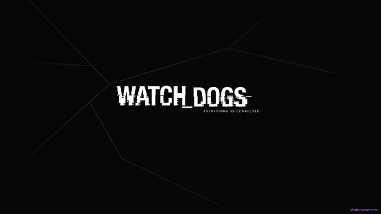 Wallpaper Watch Dogs, Watch_Dogs, Ubisoft, video game, teks, minimalis, latar belakang hitam, Wallpaper HD HD wallpaper