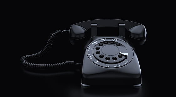 Telefono vintage 3D, telefono con quadrante nero, artistico, 3D, telefono, nero, telefono, Sfondo HD HD wallpaper