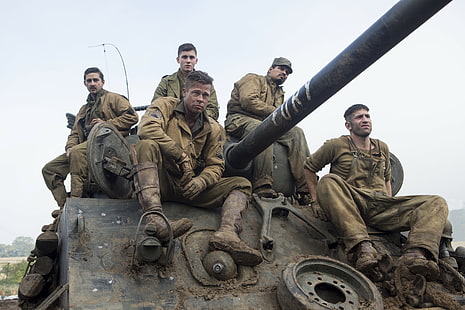 Fury, Fury (film), Brad Pitt, Shia LaBeouf, Logan Lerman, Michael Peña, Jon Bernthal, film, Seconda Guerra Mondiale, Sfondo HD HD wallpaper