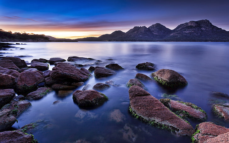 Sunrise Coles Bay Freycinet National Park Australia Tasmania Costa rocciosa Massi di granito Acqua di mare Hd Sfondi desktop gratis 3840 × 2400, Sfondo HD