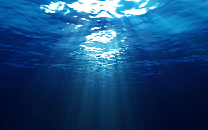 подводна светлина, море, HD тапет