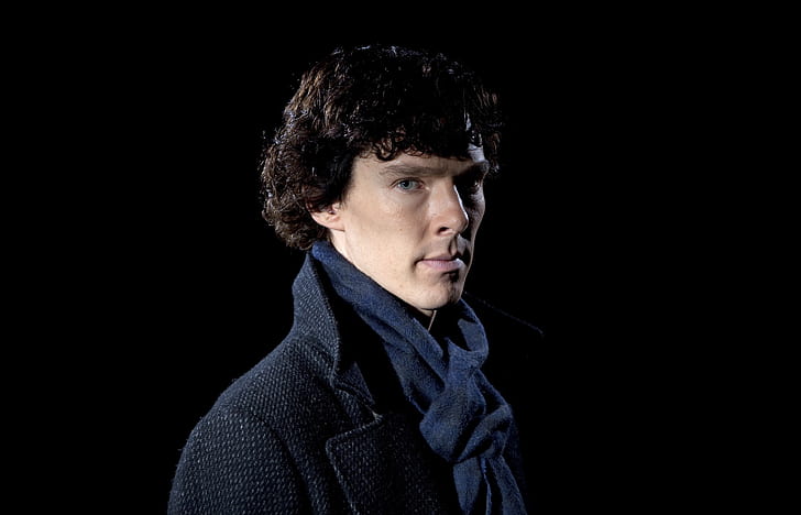 aktör, dizi, siyah arka plan, Benedict Cumberbatch, Holmes, Sherlock, bbc, HD masaüstü duvar kağıdı
