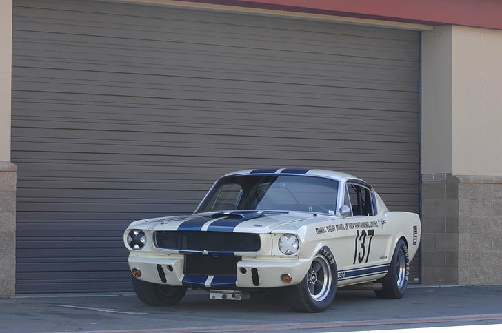 Ford, Shelby Mustang GT 350, Car, Fastback, Muscle Car, Race Car, Shelby Mustang GT350, White Car, HD tapet