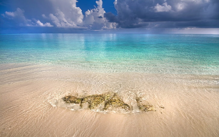 zdjęcie morza, natura, krajobraz, Malediwy, tropikalny, morze, plaża, horyzont, chmury, lato, woda, wakacje, Tapety HD