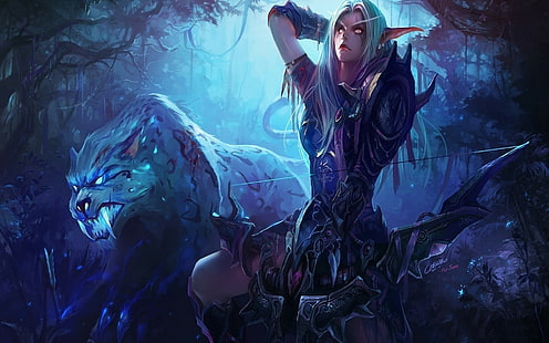 World of Warcraft: Гнев Короля-лича, ночные эльфы, видеоигры, фэнтези-арт, HD обои HD wallpaper