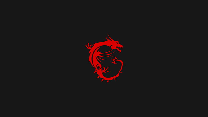 papel de parede digital dragão vermelho, MSI, simples, minimalismo, computador, logotipo, dragão, HD papel de parede