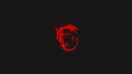 papier peint numérique dragon rouge, MSI, simple, minimalisme, ordinateur, logo, dragon, Fond d'écran HD HD wallpaper