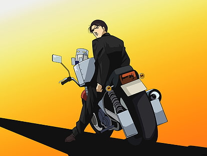 hombre en gris motocicleta ilustración, cromartie high school, hombre, bicicleta, Fondo de pantalla HD HD wallpaper