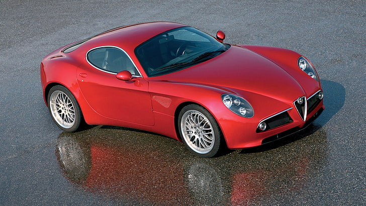 Alfa Romeo, samochód, samochody czerwone, Alfa Romeo 8C, pojazd, Tapety HD