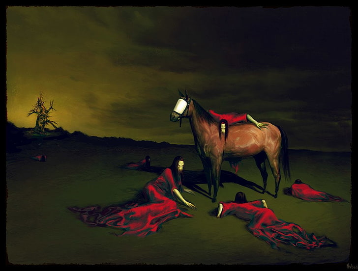 Dark, Weird, Horse, HD wallpaper
