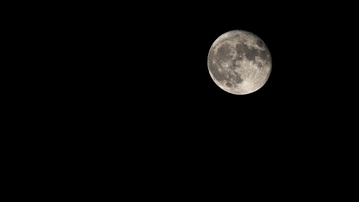 قمر أبيض ورمادي ، قمر، خلفية HD