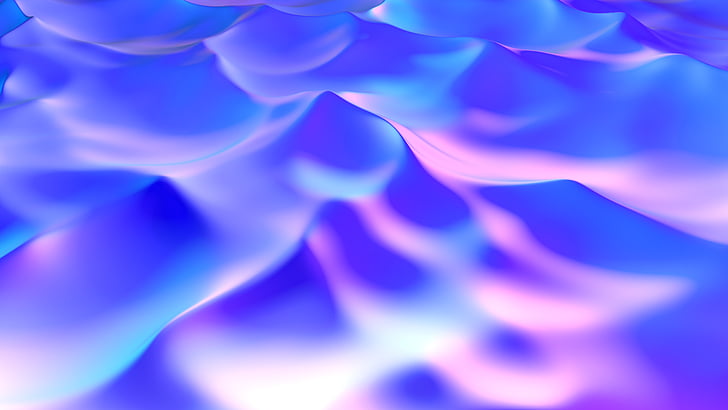 wallpaper digital biru dan ungu, Gradient, Waves, Neon, iOS 11, iPhone X, HD, 5K, Wallpaper HD