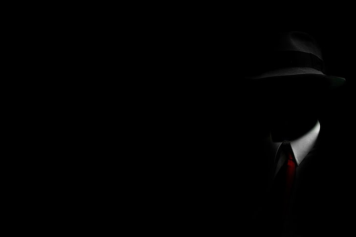 4chan, Anonymous, dark, tie, suits, hat, HD wallpaper
