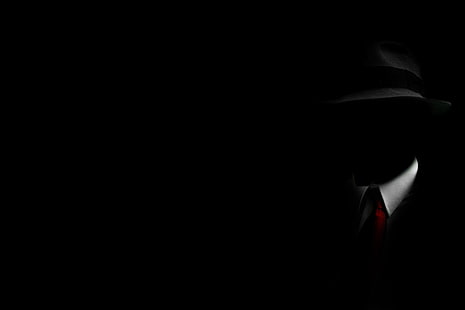 4chan, Anonymous, dark, tie, suits, hat, HD wallpaper HD wallpaper