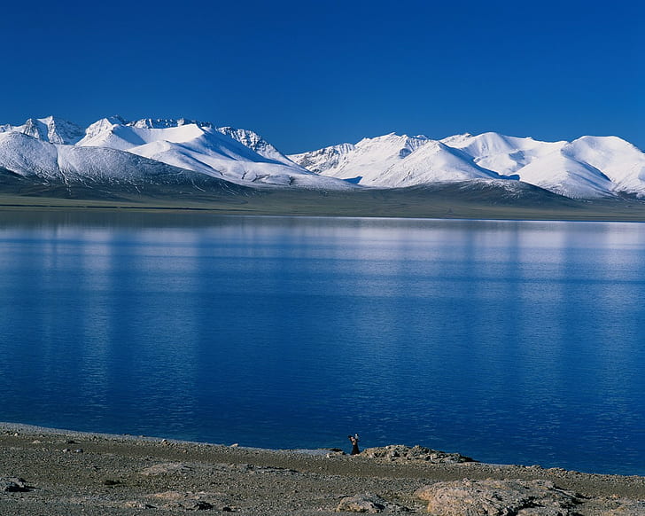 Air Biru di Musim Dingin HD, alam, lanskap, biru, air, musim dingin, dalam, Wallpaper HD