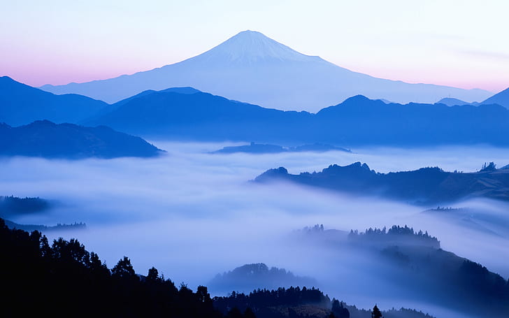 Зората на японската планина Фуджи красота, Зората, Япония, Фуджи, Красота, Планина, HD тапет