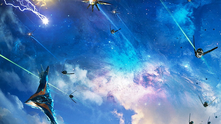 Papel de parede de naves espaciais, Guardiões da Galáxia, Senhor das Estrelas, Gamora, Guaxinim, Groot, Drax, o Destruidor, Marvel Comics, HD papel de parede
