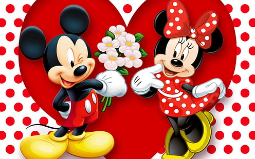 Ilustração de Mickey Mouse e Minnie Mouse, minnie mouse, mickey mouse, mouse, HD papel de parede HD wallpaper