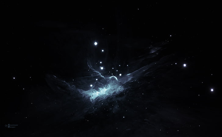 The Glorious Void, white nebula, Space, Design, Artwork, Cosmos, Painting, fascinating, ultrahd, HD wallpaper