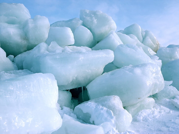 es batu banyak, es, balok, kutub utara, dingin, Wallpaper HD