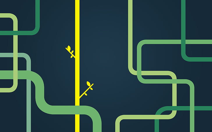 Pipes, green and yellow maze illustration, vector, 2560x1600, pipe, HD wallpaper