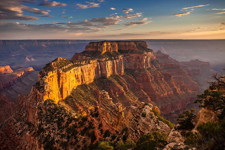 brown cliff wallpaper, mountains, nature, rocks, AZ, USA, The Grand Canyon, HD wallpaper