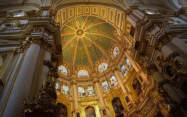 Cathedral in Granada, Spain, cathedral, dome, Granada, Spain, church, HD wallpaper