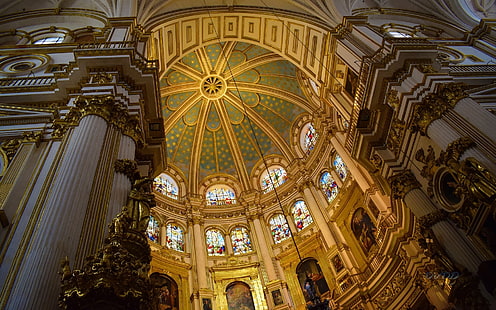 Собор в Гранаде, Испания, собор, купол, Гранада, Испания, церковь, HD обои HD wallpaper
