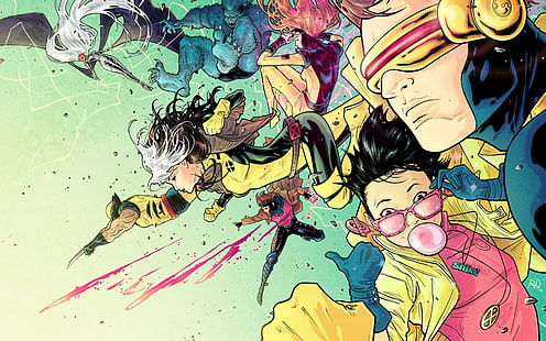 Jubilee Cyclops Ororo Monroe X-Men Beast (postać) kreskówka Marvel Comics Gambit Wolverine Jean Grey 90s Rouge, Tapety HD HD wallpaper