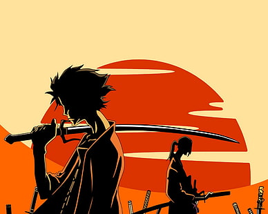 dua pria memegang pedang wallpaper, Samurai Champloo, Mugen, katana, Wallpaper HD HD wallpaper