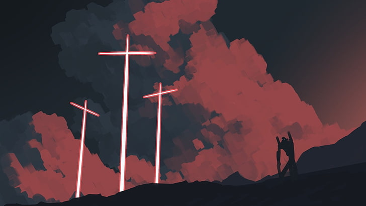 weißes Kreuz digitale Illustration, Evangelion, Neon Genesis Evangelion, Evangelion Unit-01, HD-Hintergrundbild