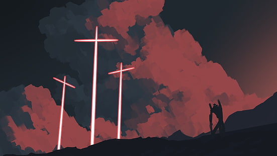 weißes Kreuz digitale Illustration, Evangelion, Neon Genesis Evangelion, Evangelion Unit-01, HD-Hintergrundbild HD wallpaper