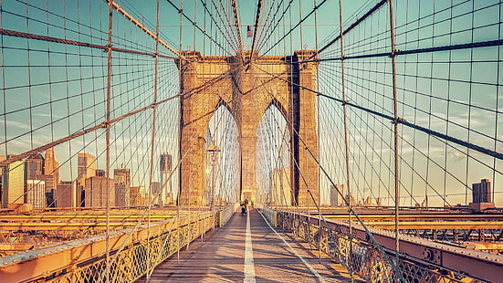 Jembatan Jembatan Brooklyn New York Bangunan Pencakar Langit Jalur Percobaan Kabel HD, jembatan brooklyn, bangunan, arsitektur, gedung pencakar langit, jembatan, baru, jalur, york, brooklyn, kabel, percobaan, Wallpaper HD HD wallpaper