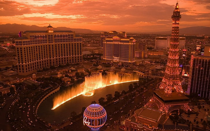 city, landscape, Las Vegas, Bellagio, HD wallpaper