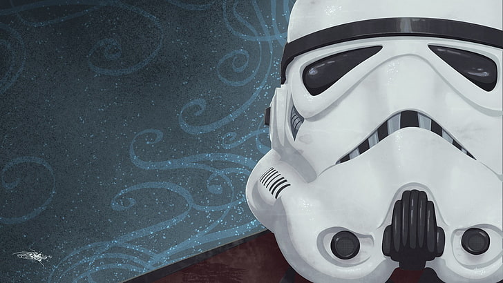 Ilustracja Storm Trooper, Star Wars, szturmowiec, hełm, grafika, Tapety HD