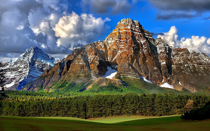 جبل صخري بني ، منظر طبيعي ، جبال ، طبيعة ، جبال روكي، خلفية HD