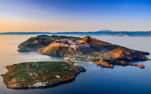 Earth, Island, Aeolian Islands, Islet, Italy, Village, Volcanic Island, Vulcano Island, Vurcanu, วอลล์เปเปอร์ HD HD wallpaper