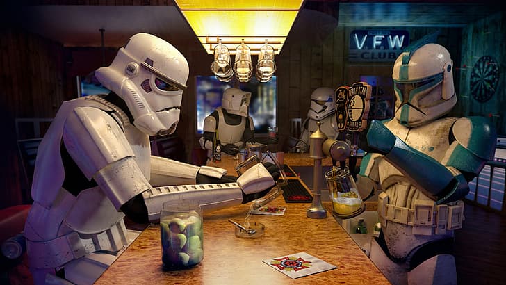 Star Wars, Storm Troopers, clone trooper, bar, Wallpaper HD
