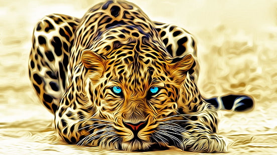 art, artistic, graphic, design, wild animal, wild, blue eyes, eyes, animals, HD wallpaper HD wallpaper