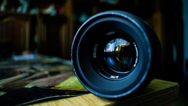 schwarzes Kameraobjektiv, Objektiv, Fotografie, Spiegelung, Zenit (Kamera), HD-Hintergrundbild