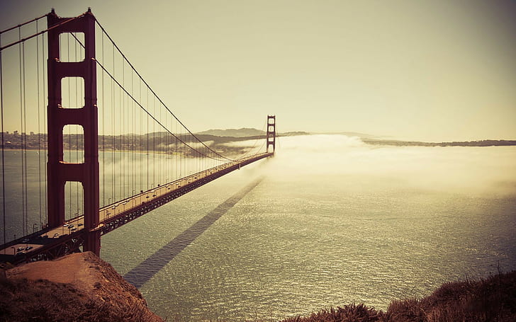 Golden Gate Bridge, bridge, architecture, cityscape, San Francisco, sea, Pacific Ocean, photography, HD wallpaper