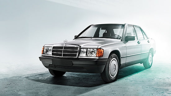 серебристый Mercedes-Benz W124 седан, машина, мерседес, мерседес бенц, бензо, 190, HD обои HD wallpaper