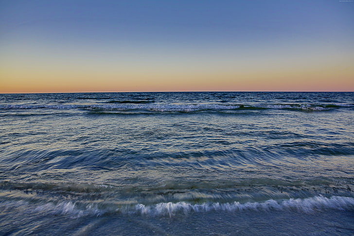 Ostsee, 4k, sunset, 8k, 5k, waves, Baltic Sea, HD wallpaper
