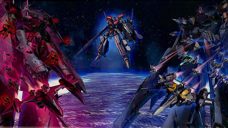 Battle Frontier Battle Galaxy Frontier vs Galaxy Anime Macross HD Art، Macross، Macross F، VF-25، Battle Frontier، Battle Galaxy، VF-27، خلفية HD