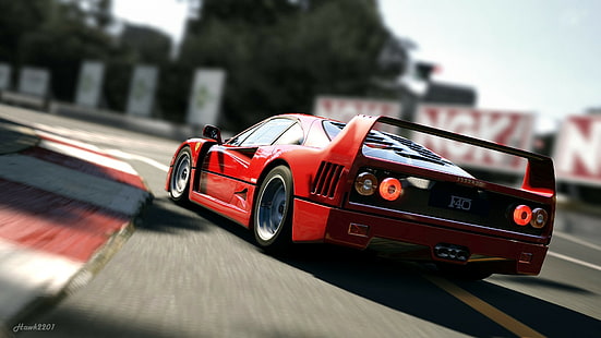 Ferrari f40 supercar, carrera, rojo, supercar, ferrari f40, Fondo de pantalla HD HD wallpaper