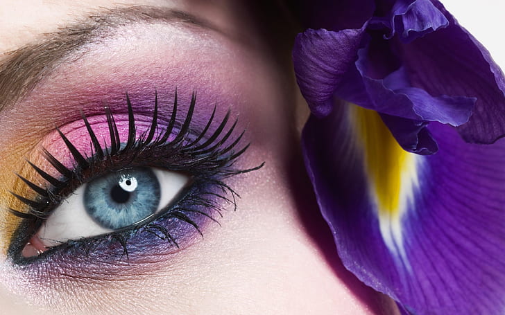 Girl's blue eye, purple mascara, Girl, Blue, Eye, HD wallpaper