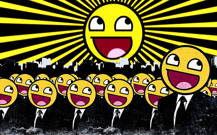 yellow emoji illustration, Humor, Smiley, 4Chan, Anonymous, HD wallpaper