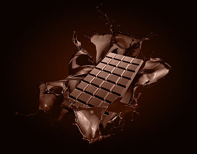 tabliczka czekolady, squirt, czekolada, splash, tabliczka czekolady, Tapety HD HD wallpaper