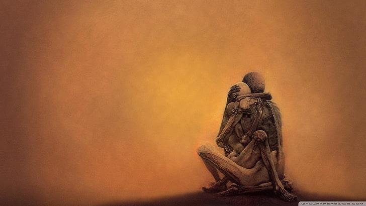 Zdzisław Beksiński, dunkel, Malerei, detailliert, braun, HD-Hintergrundbild